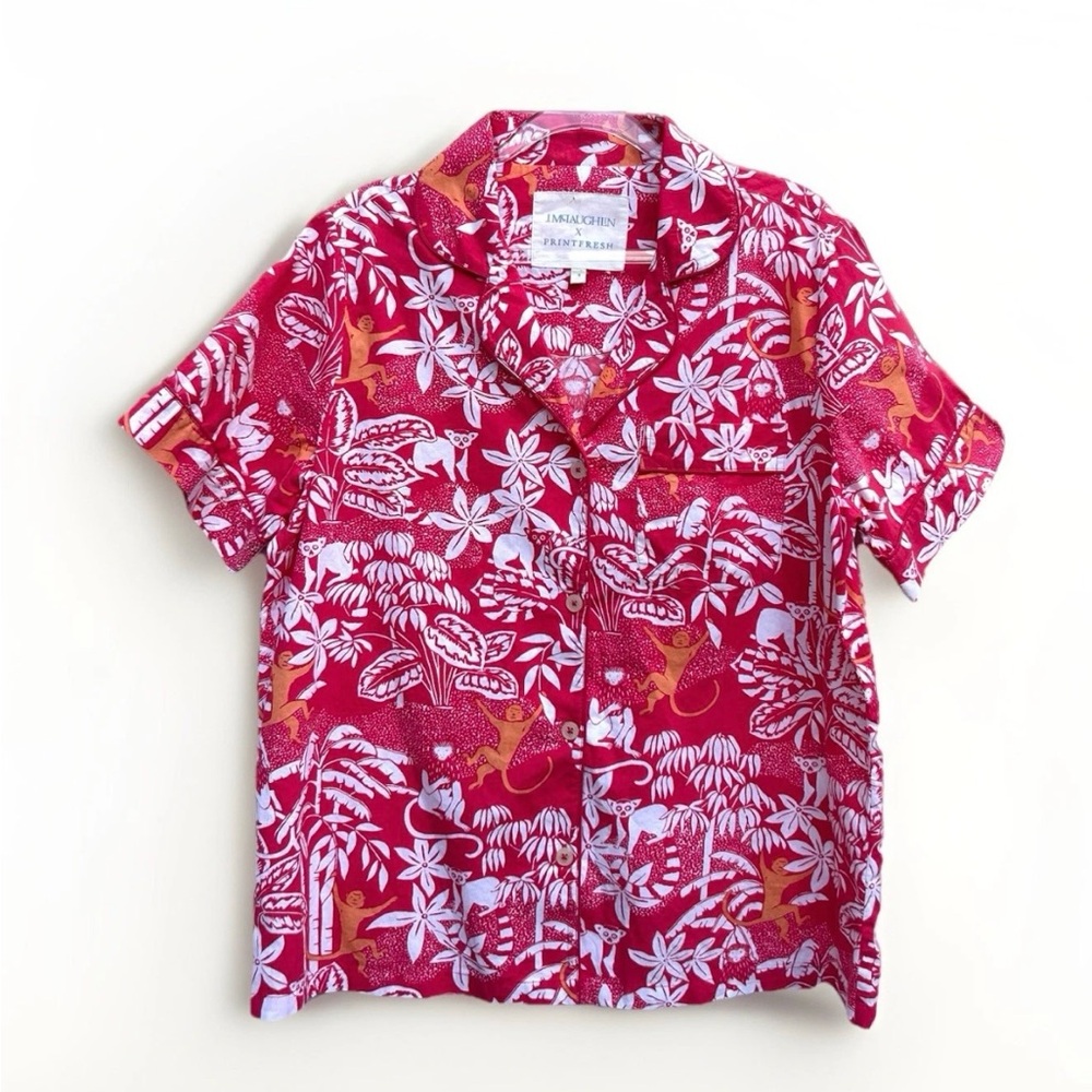 J McLaughlin Print Fresh Top Women S Pajama Shirt Swinging Palm Organic Cotton